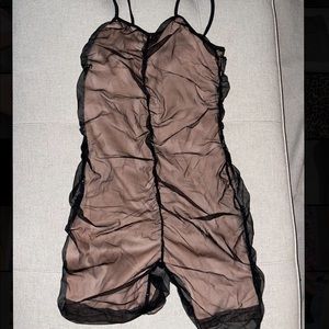 Nude black mesh romper